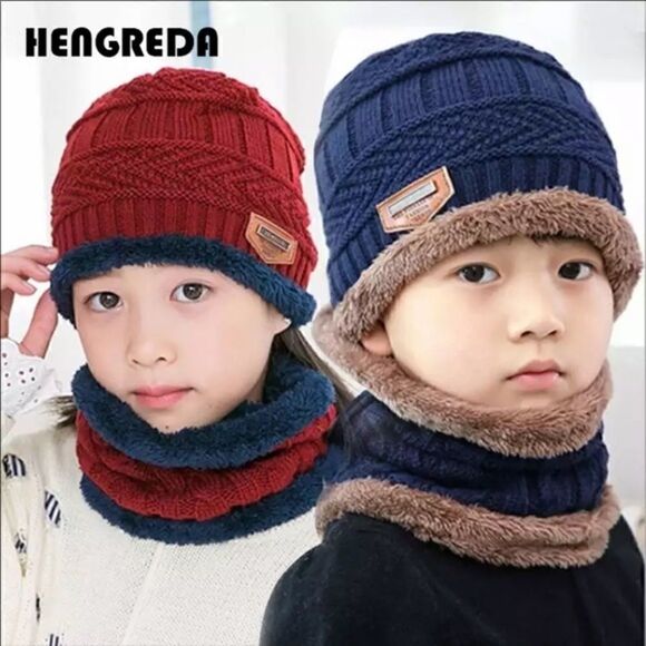 Kids 2-Pieces Winter Beanie Hat Scarf Set Brand New - Picture 3 of 16